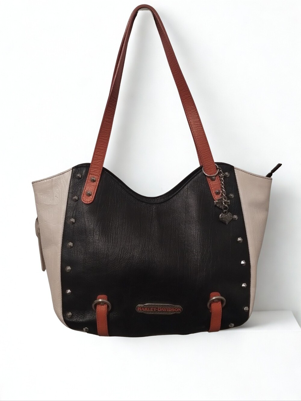 Harley Davidson Leather Color Block Shopper Purse